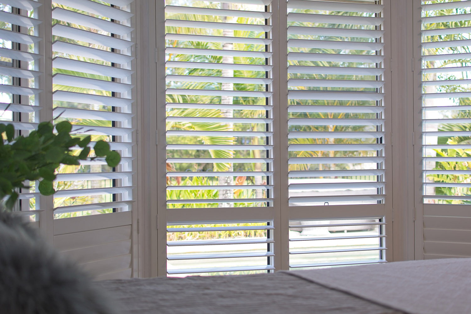 Plantation shutters - selective focus